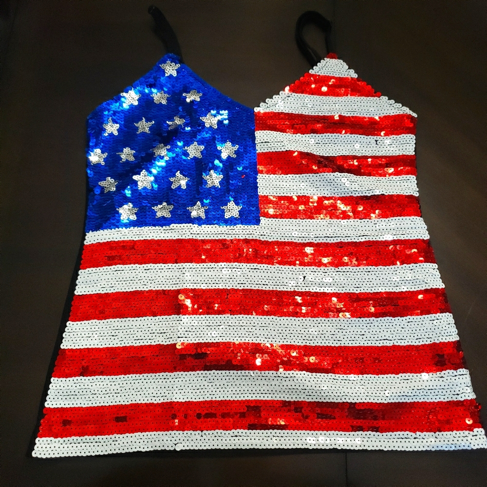 Sequin American Flag Tank Top